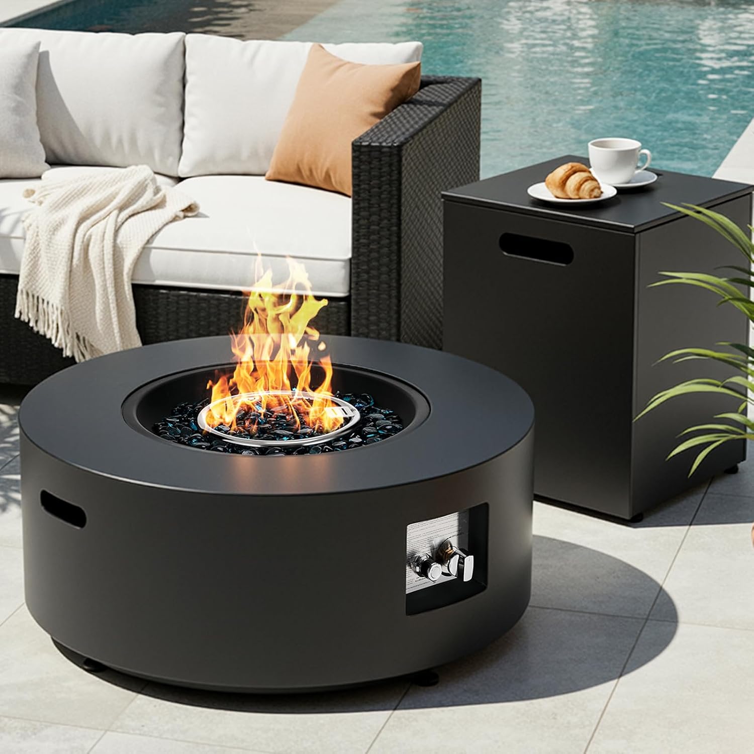 Outdoor Furniture Fire Table - Круглый пропановый костровой комплект 30 дюймов,