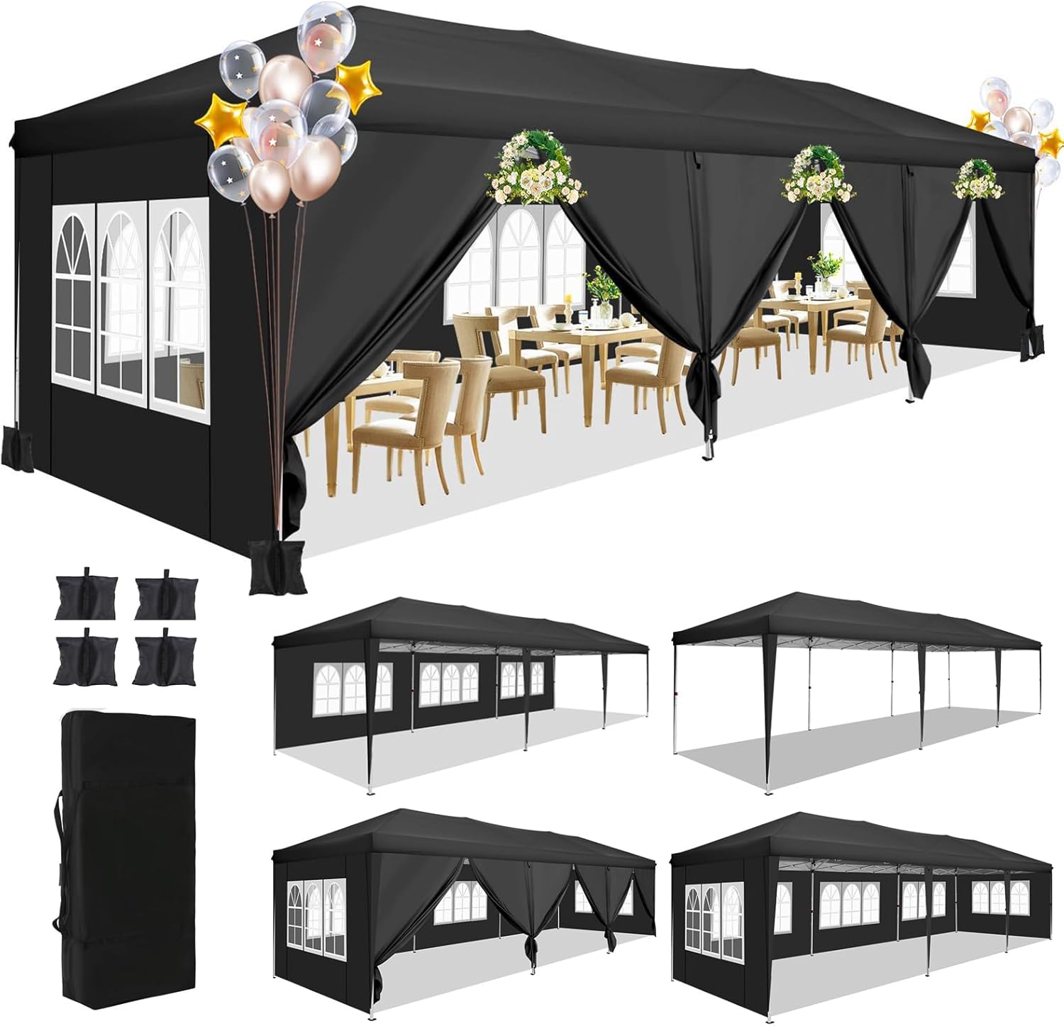 Gazebo Pop Up - Палатка-шатер 10x30 футов с 8 боковыми