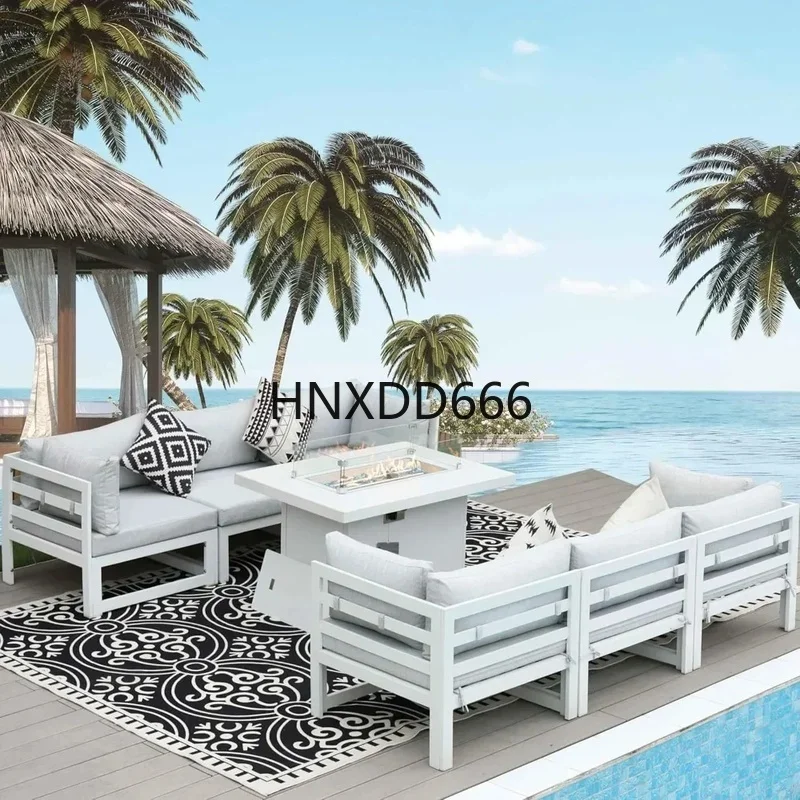 Outdoor Furniture Fire Table - 7-местный алюминиевый комплект для отдыха на