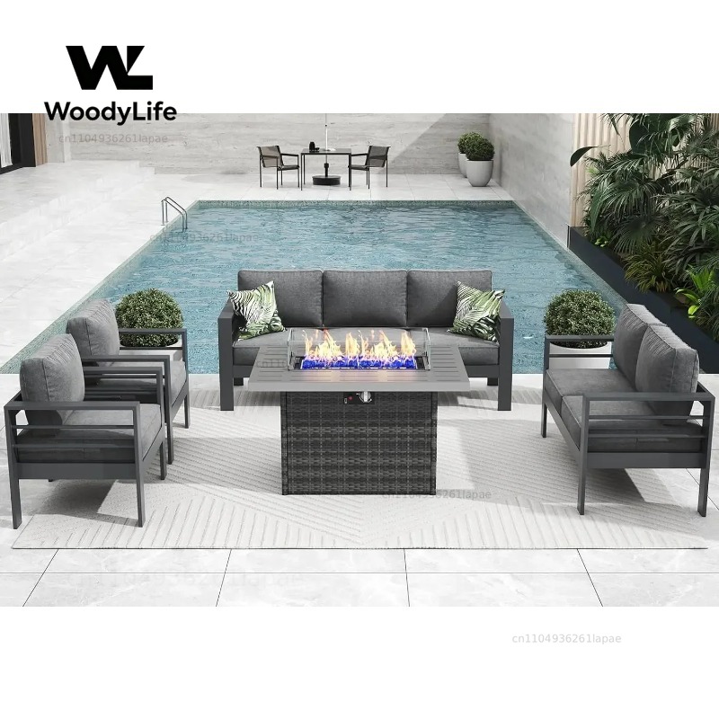 Outdoor Furniture Fire Table - Комплект садовой мебели из 5 предметов: