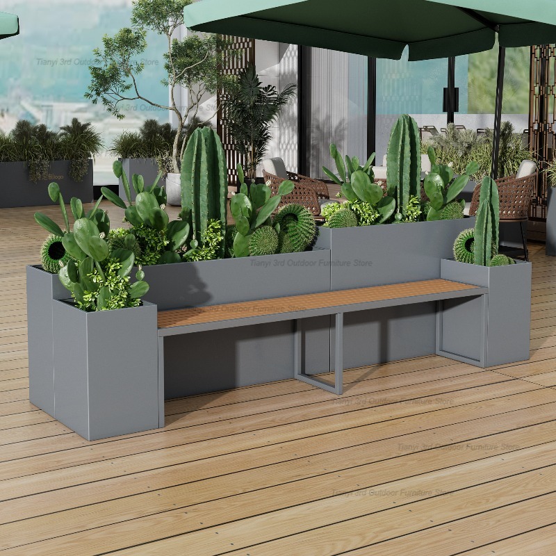 Outdoor Furniture Iron - Скандинавская скамья-кашпо из нержавеющей стали, уличная