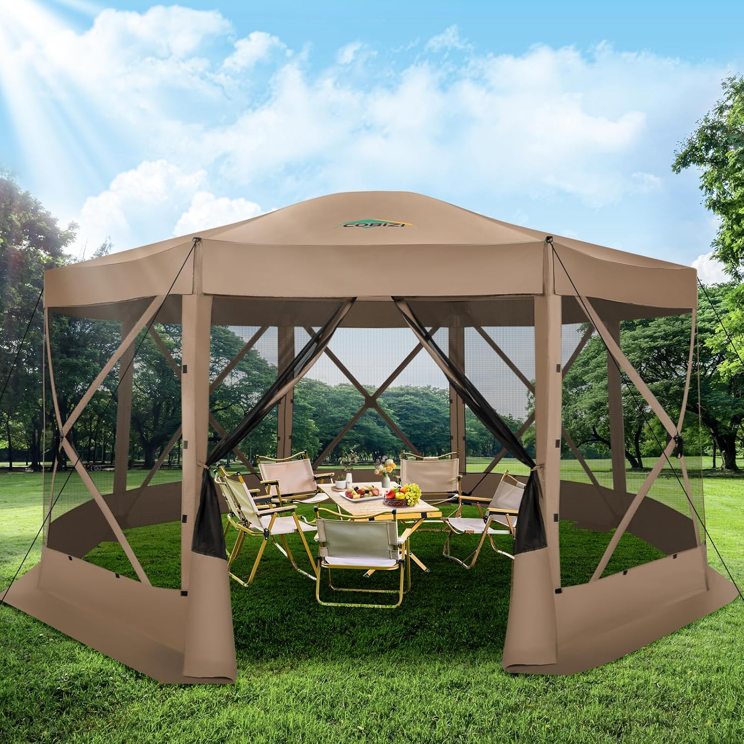 Gazebo Pop Up - Палатка-шатер 15x15 футов с москитной сеткой,