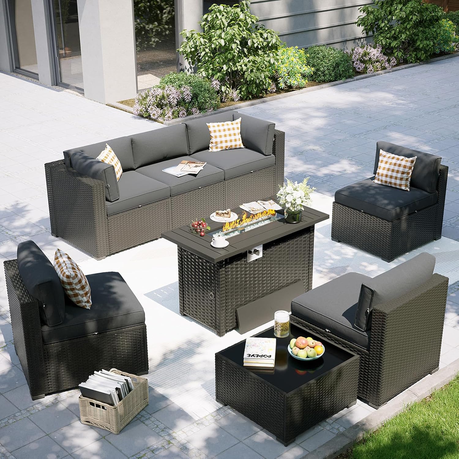 Outdoor Furniture Fire Table - Комплект садовой мебели с патио-столом для