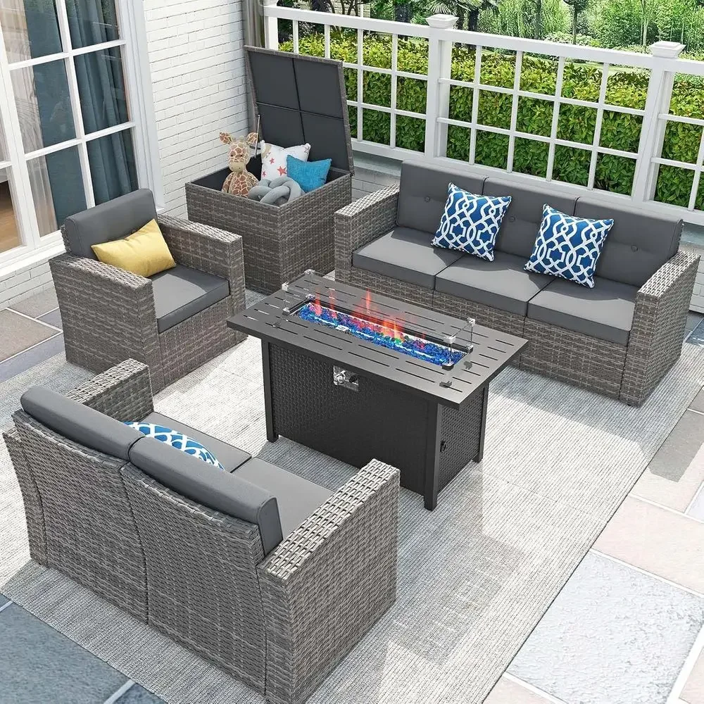 Outdoor Furniture Fire Table - Комплект садовой мебели из 8 предметов