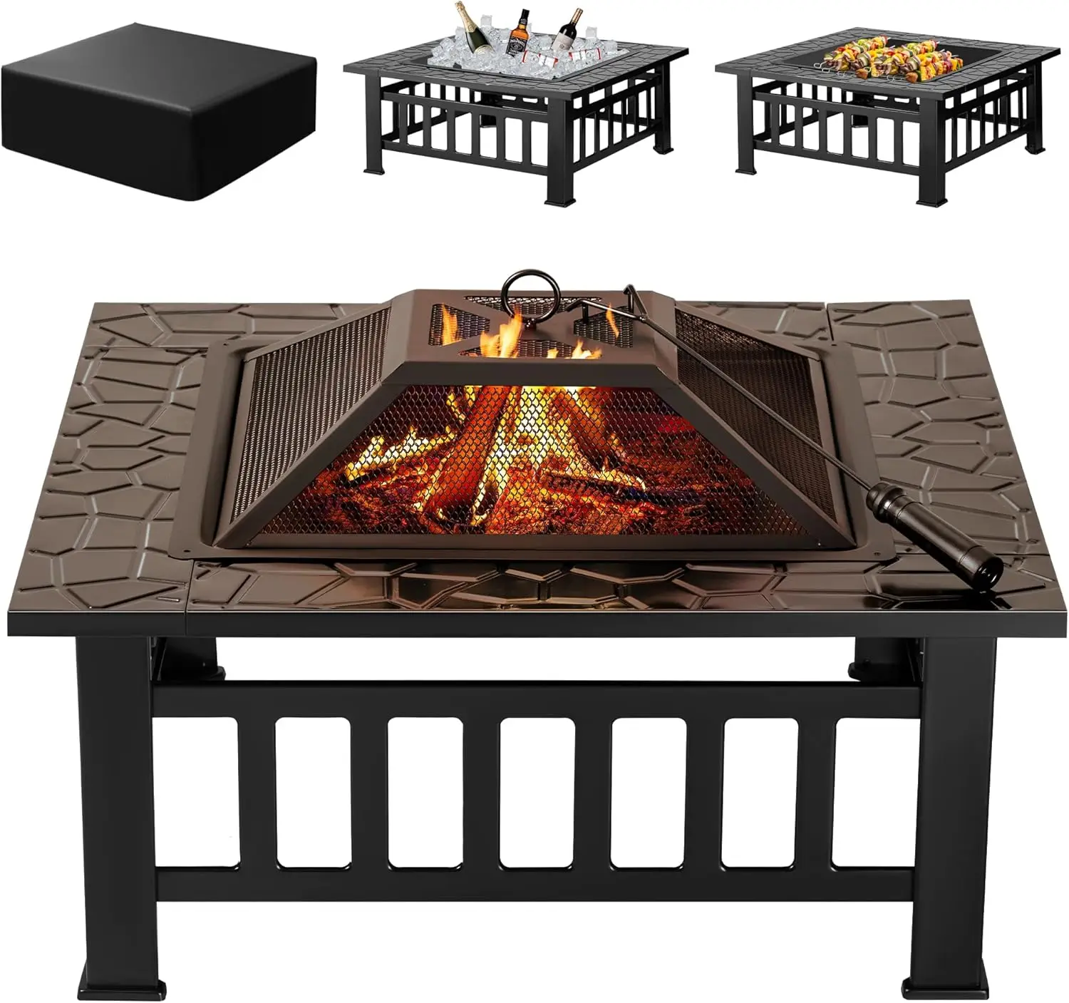 Outdoor Furniture Fire Table - Уличный очаг-костровище, 32-дюймовый металлический стол-костровище с