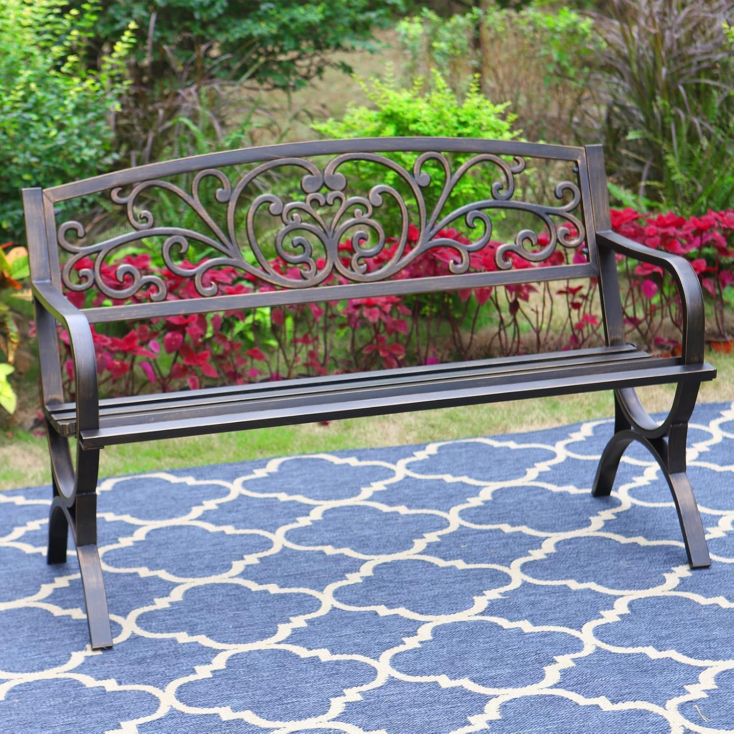 Outdoor Furniture Iron - Бронзовая садовая скамья 50 дюймов, устойчивая