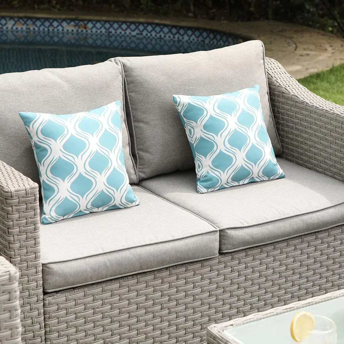 Outdoor Furniture Fire Table - -Уличная мебель, 5-компонентный плетеный секционный диван