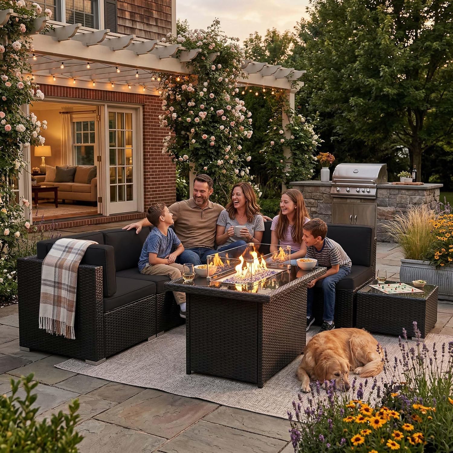 Комплект садовой мебели из 8 п – обзор и цена Outdoor Furniture Fire Table