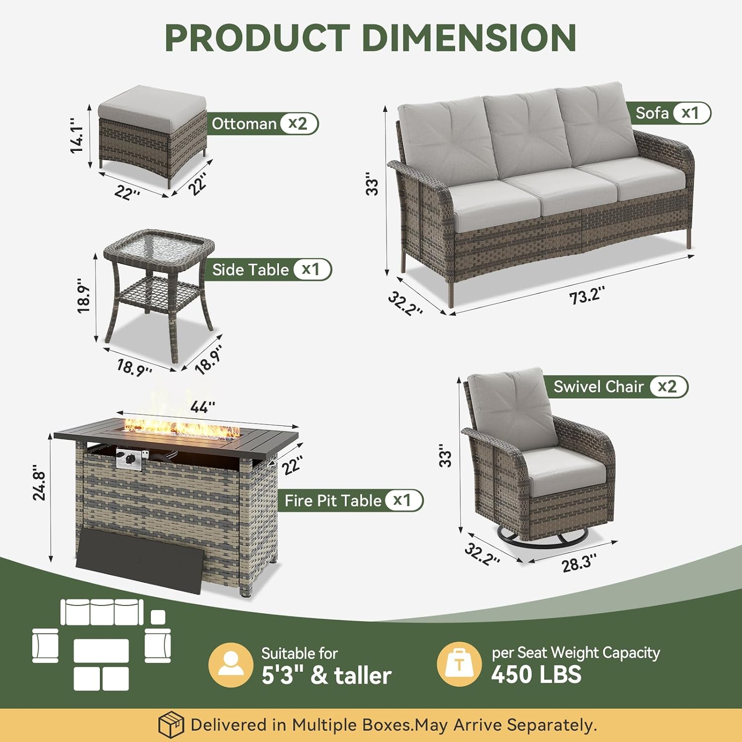 7-местный комплект мебели для  – обзор и цена Outdoor Furniture Fire Table