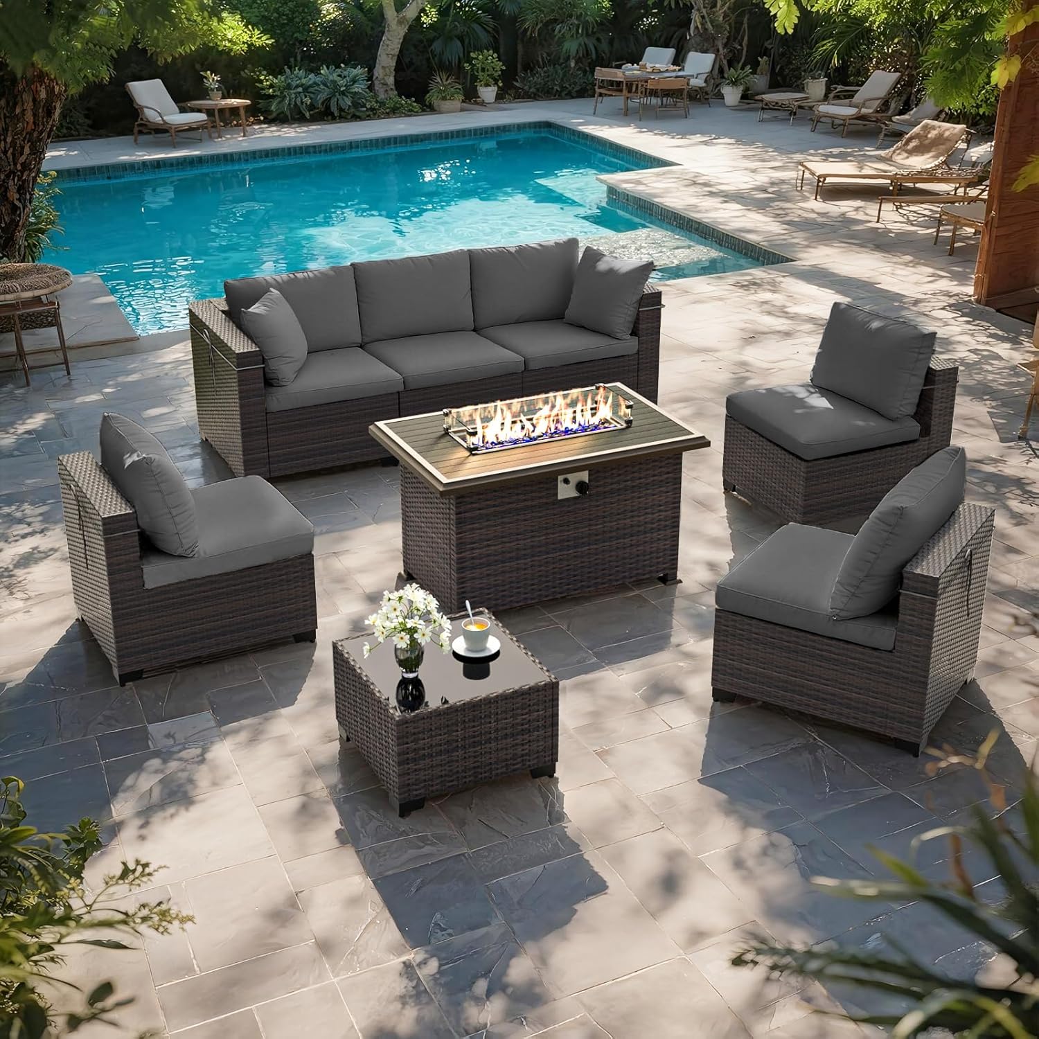 Комплект садовой мебели с очаг – обзор и цена Outdoor Furniture Fire Table